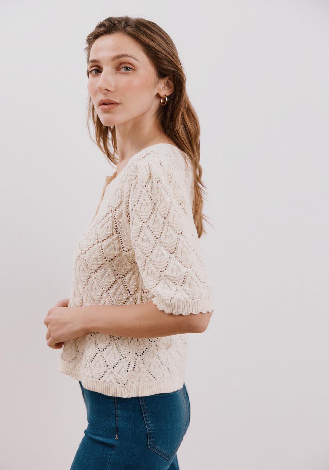 Cortefiel Jumper - Ivory 3 Shaws Department Stores