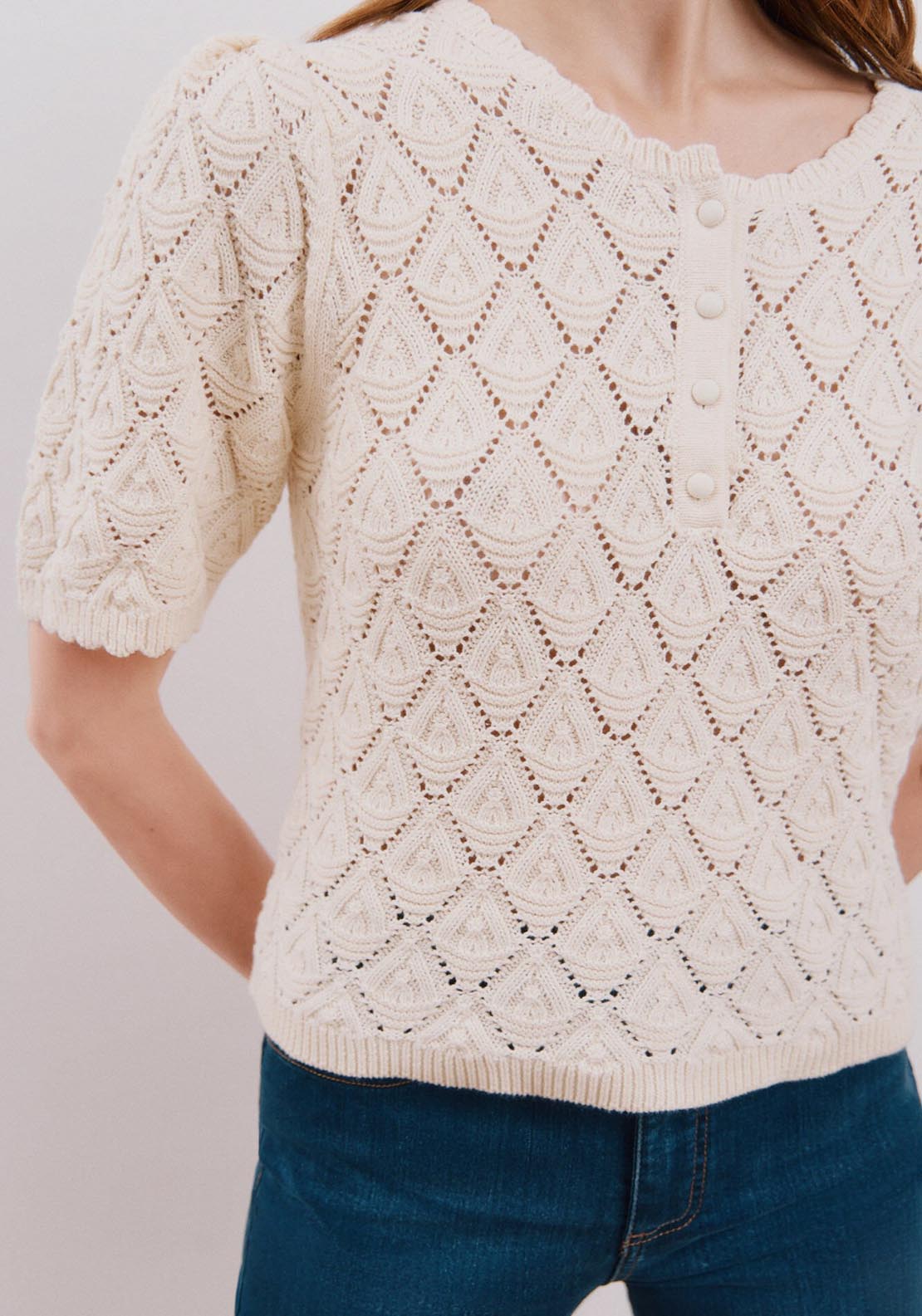 Cortefiel Jumper - Ivory 4 Shaws Department Stores