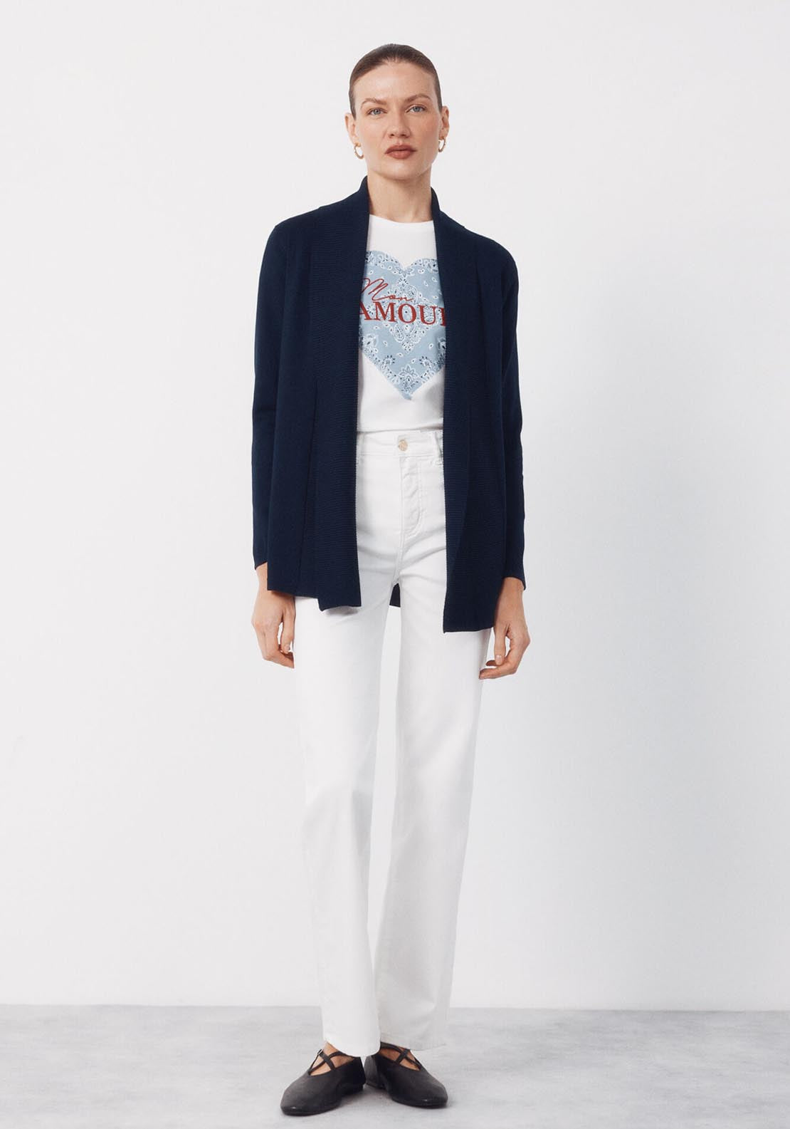 Cardigan With Shawl Neckline - Blue