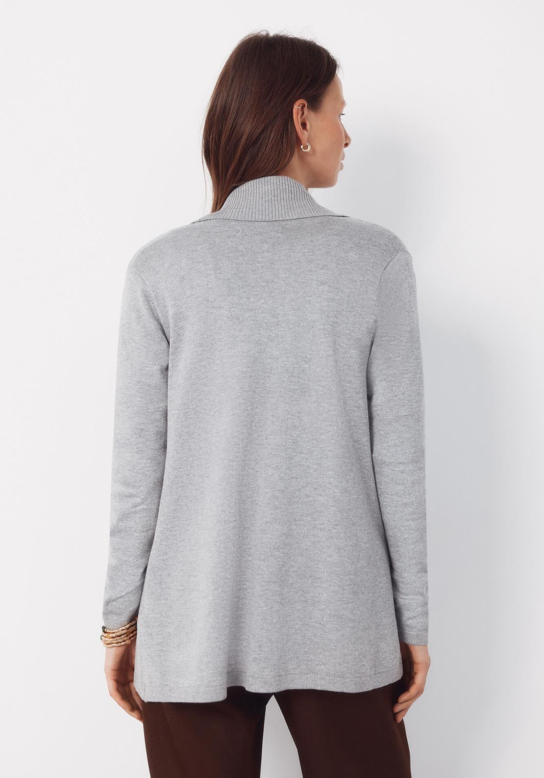 Cardigan With Shawl Neckline - Grey