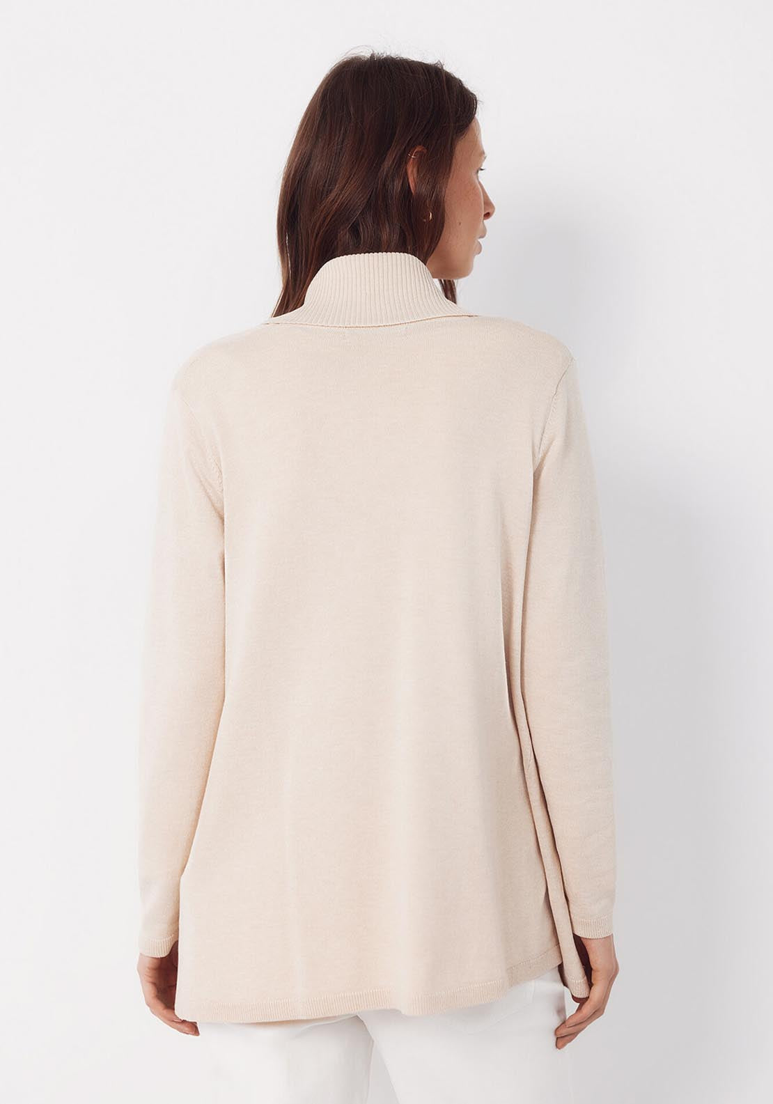 Cardigan With Shawl Neckline - Beige