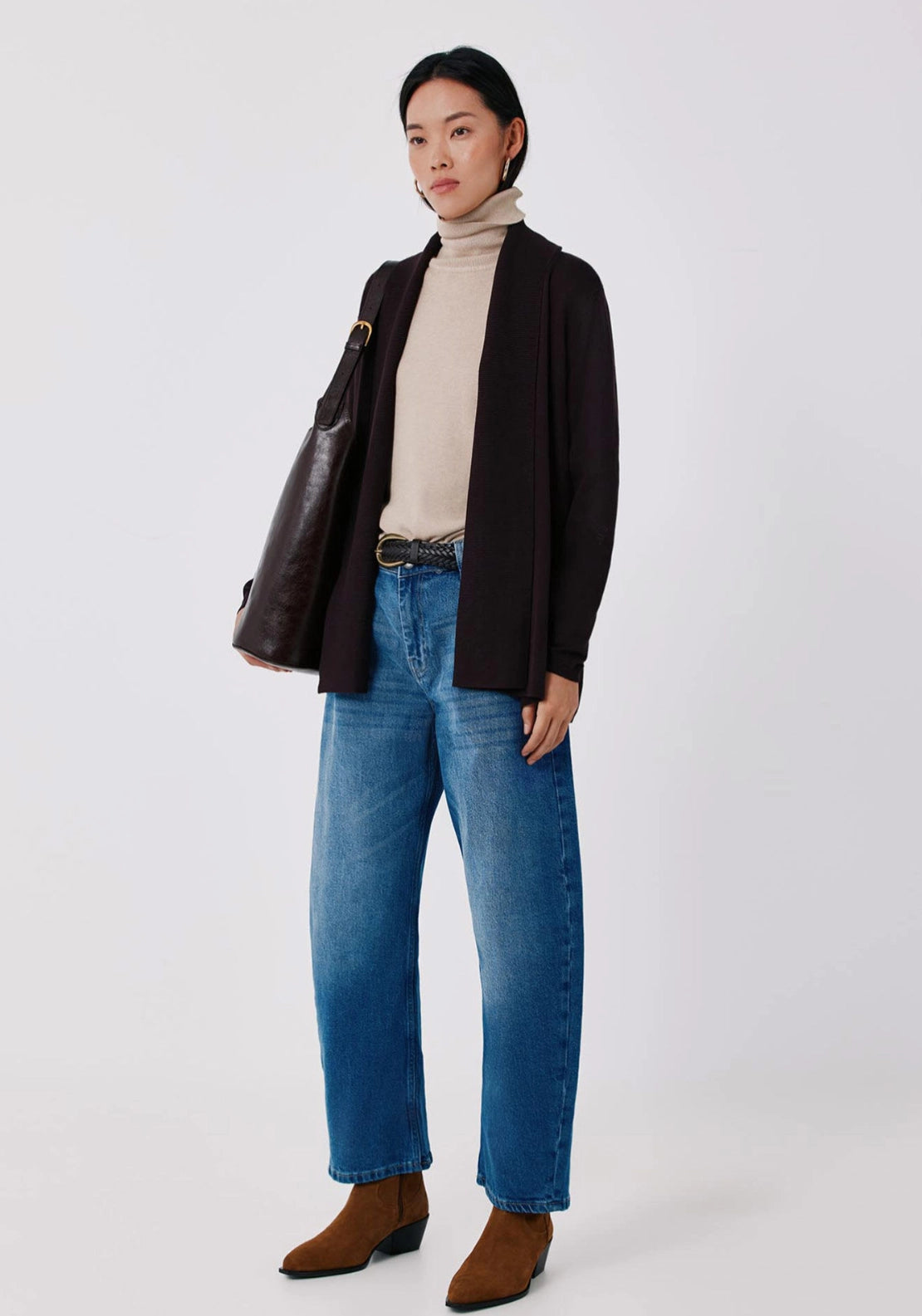 Shawl Collar Cardigan - Dark Brown