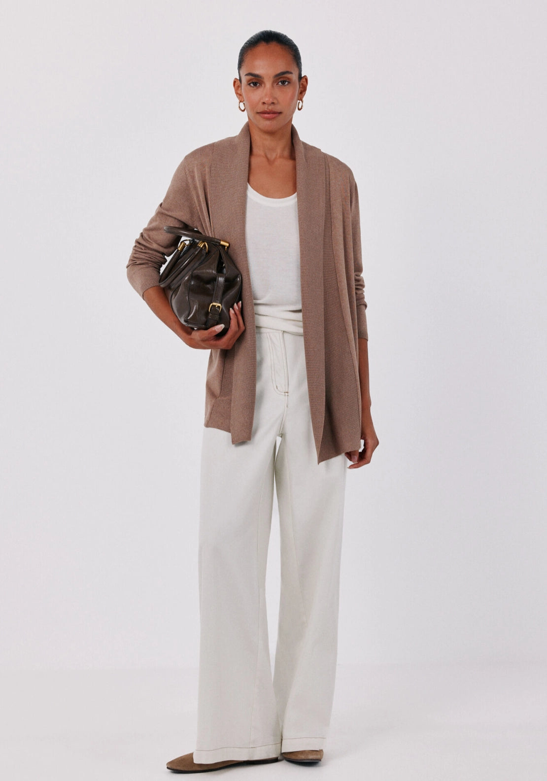 Shawl Collar Cardigan - Beige