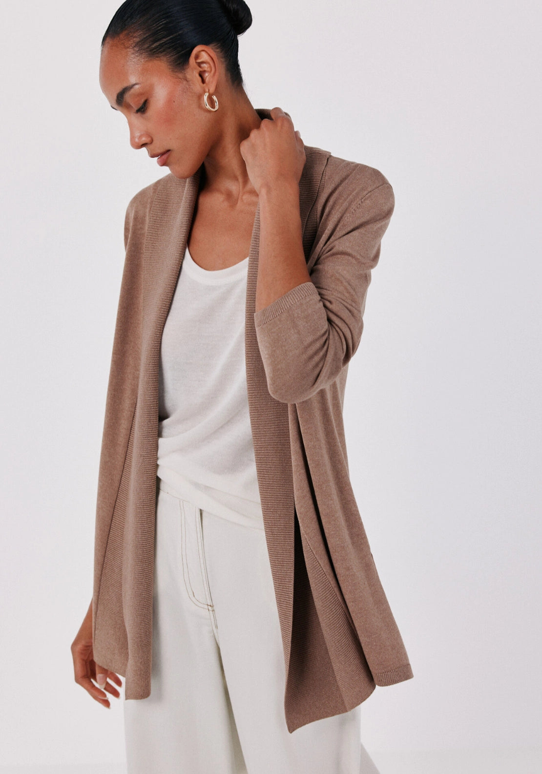 Shawl Collar Cardigan - Beige