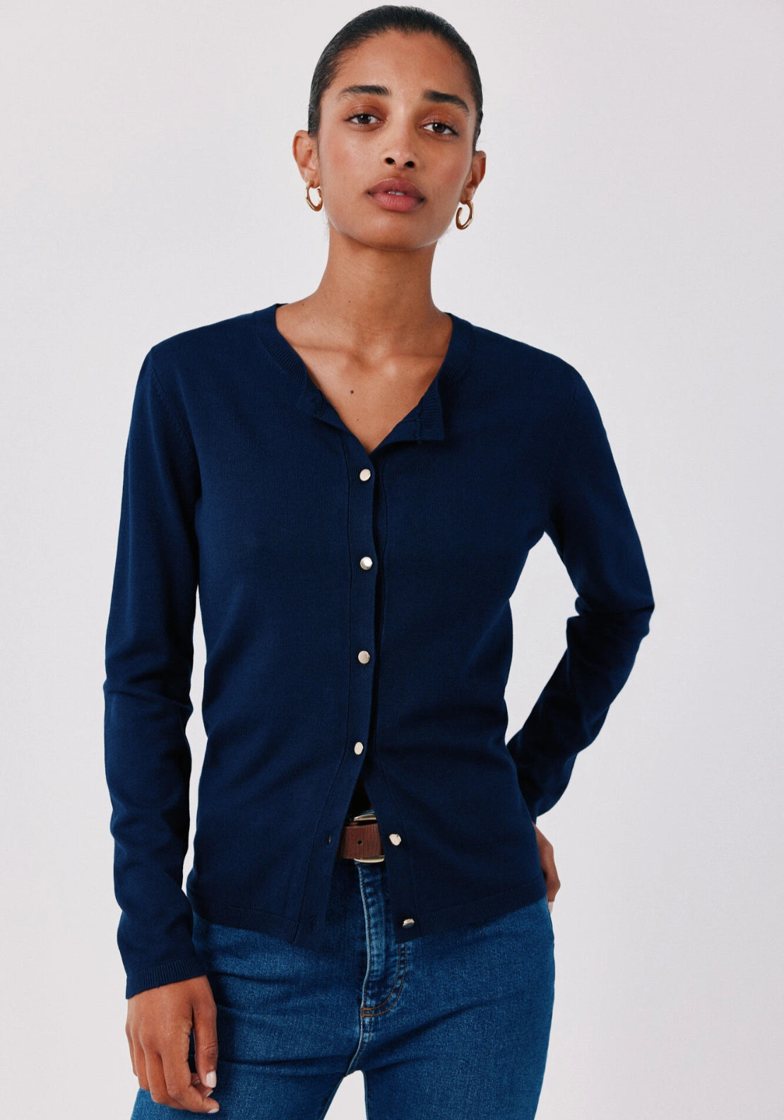 Basic Knit Cardigan - Navy