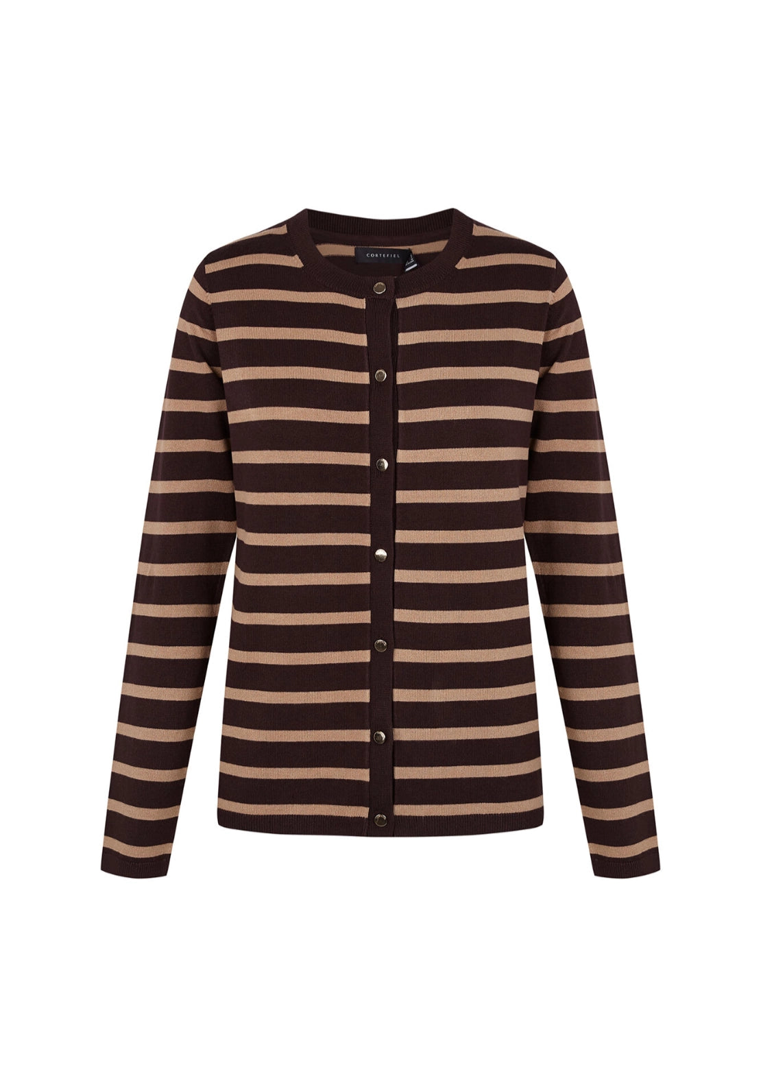 Striped Knit Cardigan - Brown