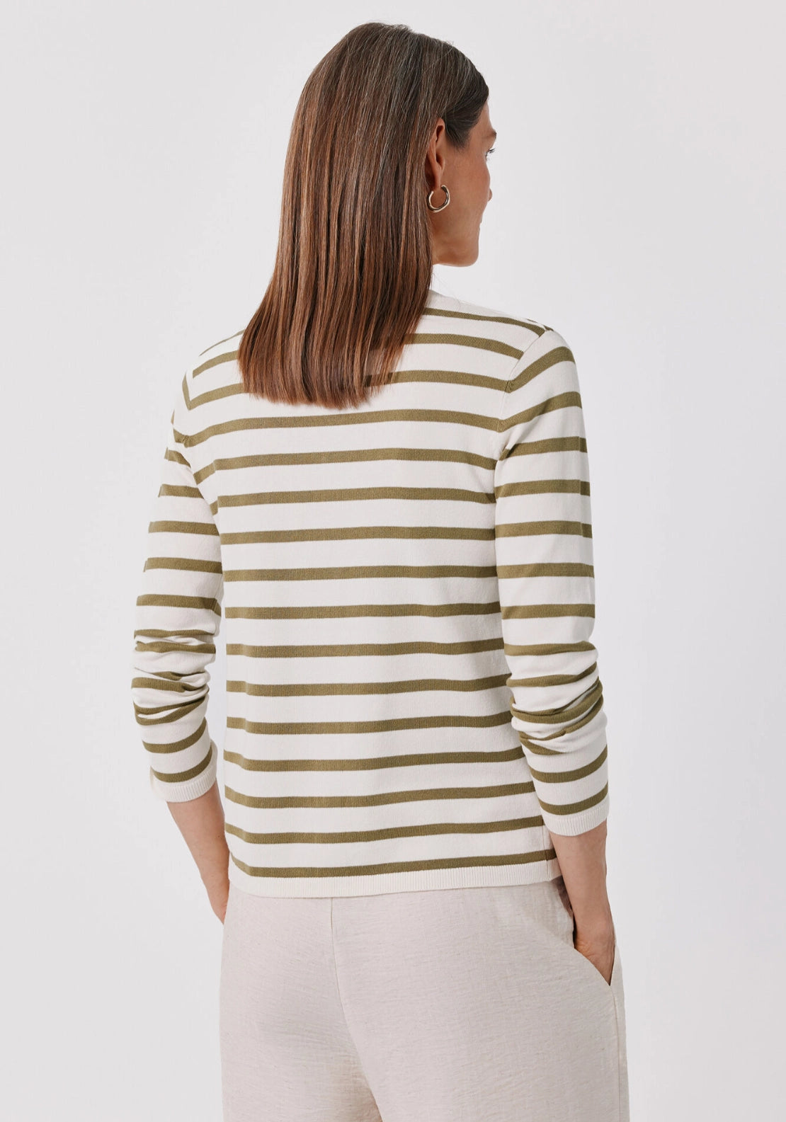 Striped Knit Cardigan - Cream