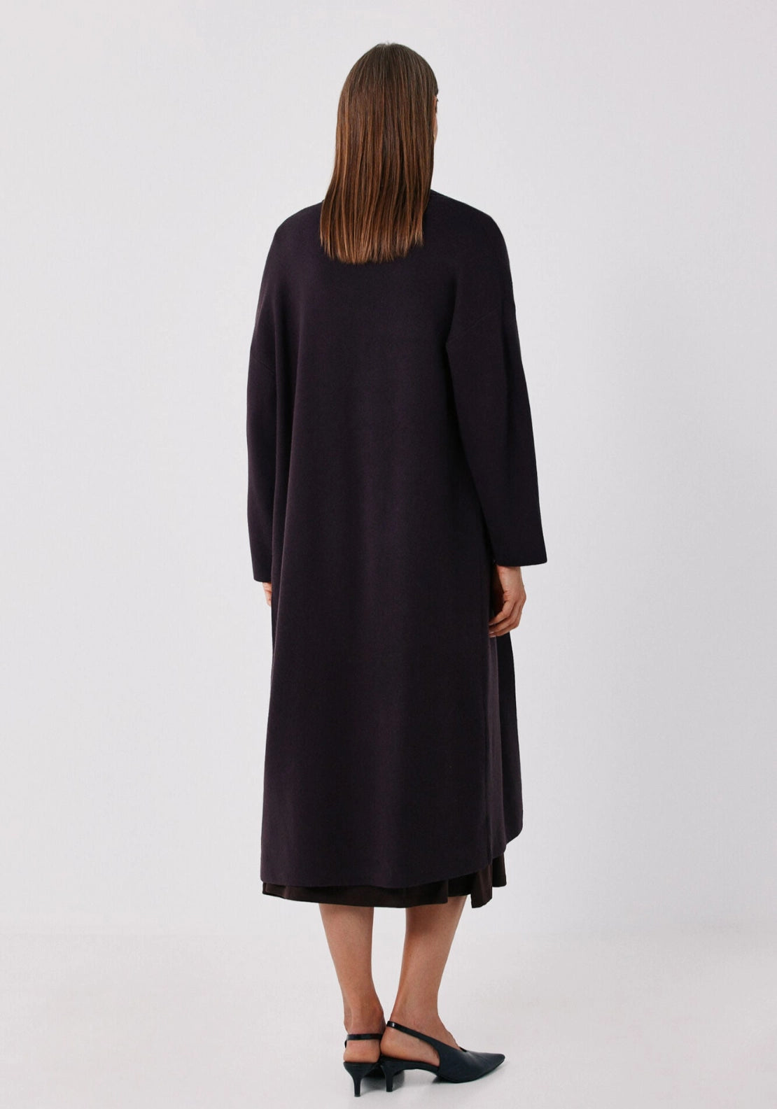 Longline Knit Coatigan - Dark Brown