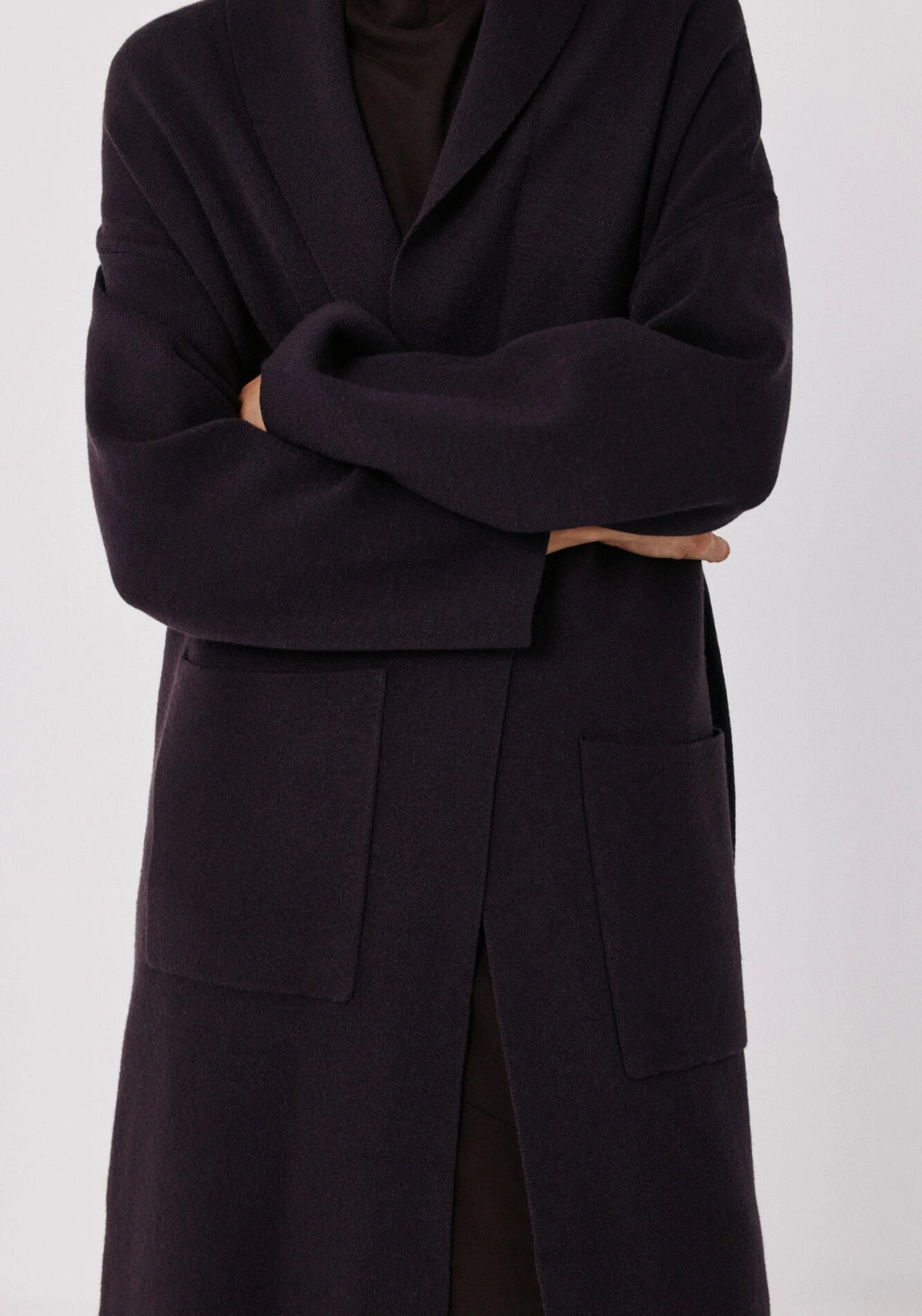 Longline Knit Coatigan - Dark Brown