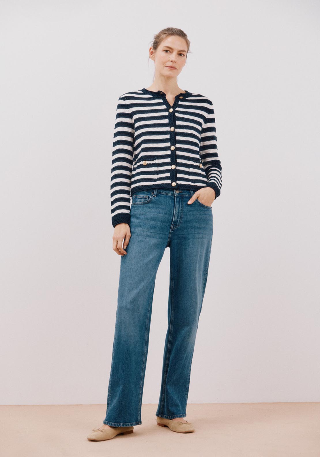 Cortefiel Short Jacket With Buttons - Blue 4 Shaws Department Stores