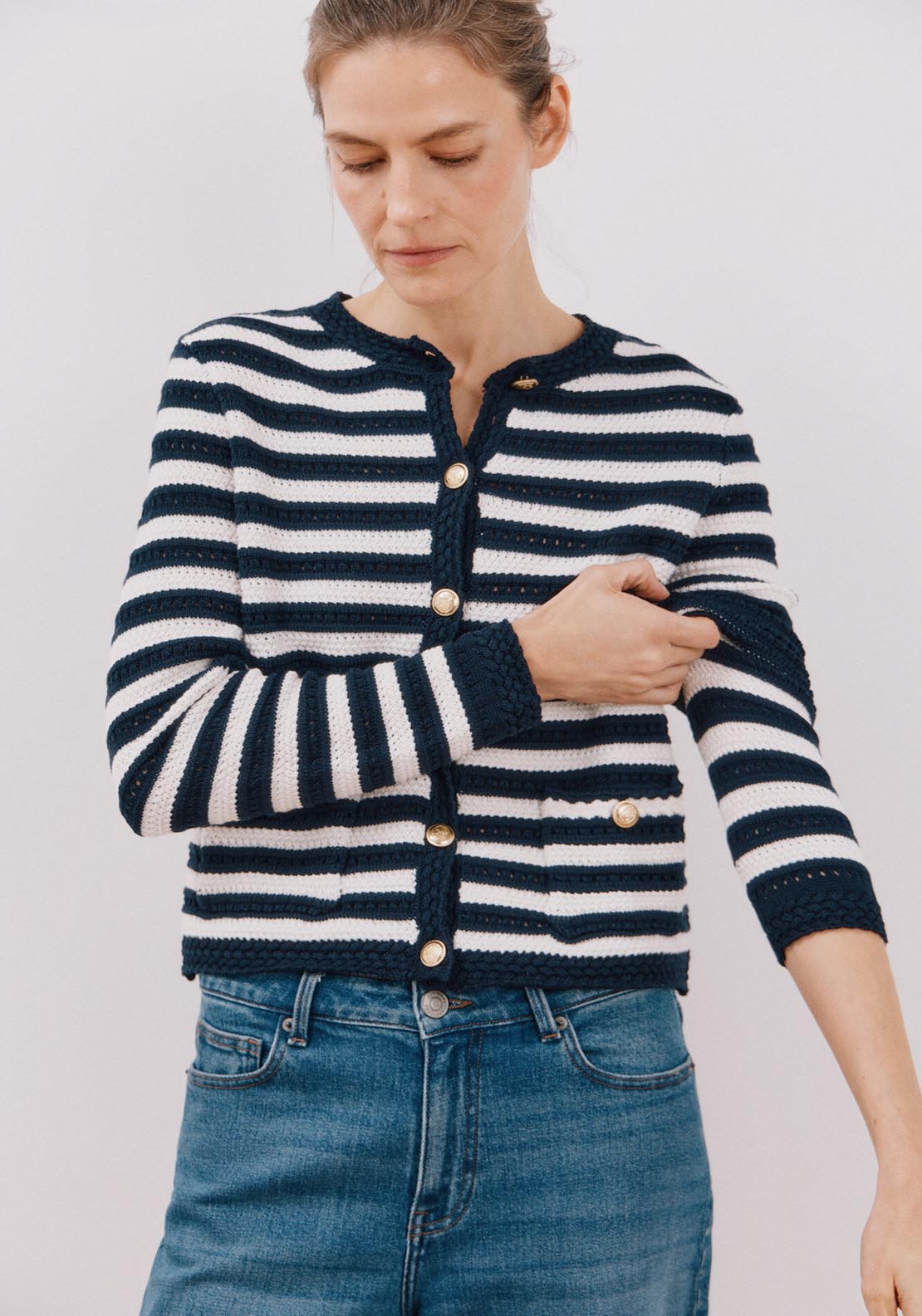Cortefiel Short Jacket With Buttons - Blue 1 Shaws Department Stores