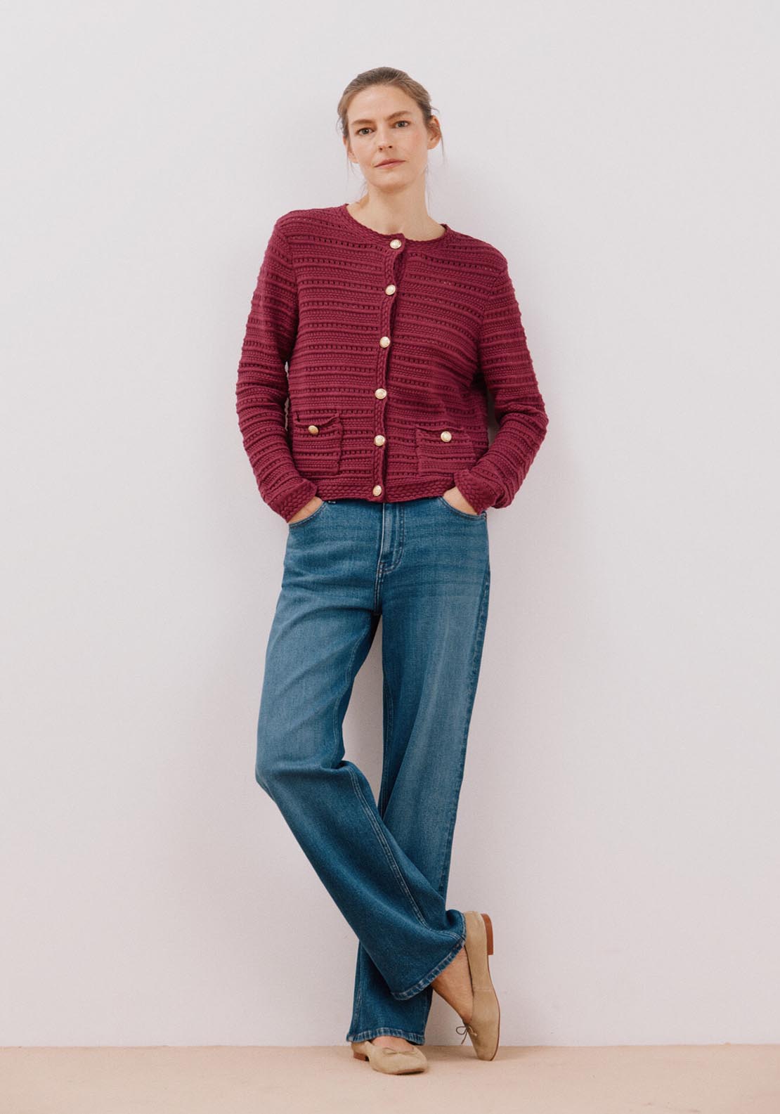 Cortefiel Short Jacket With Buttons - Fuchsia 3 Shaws Department Stores