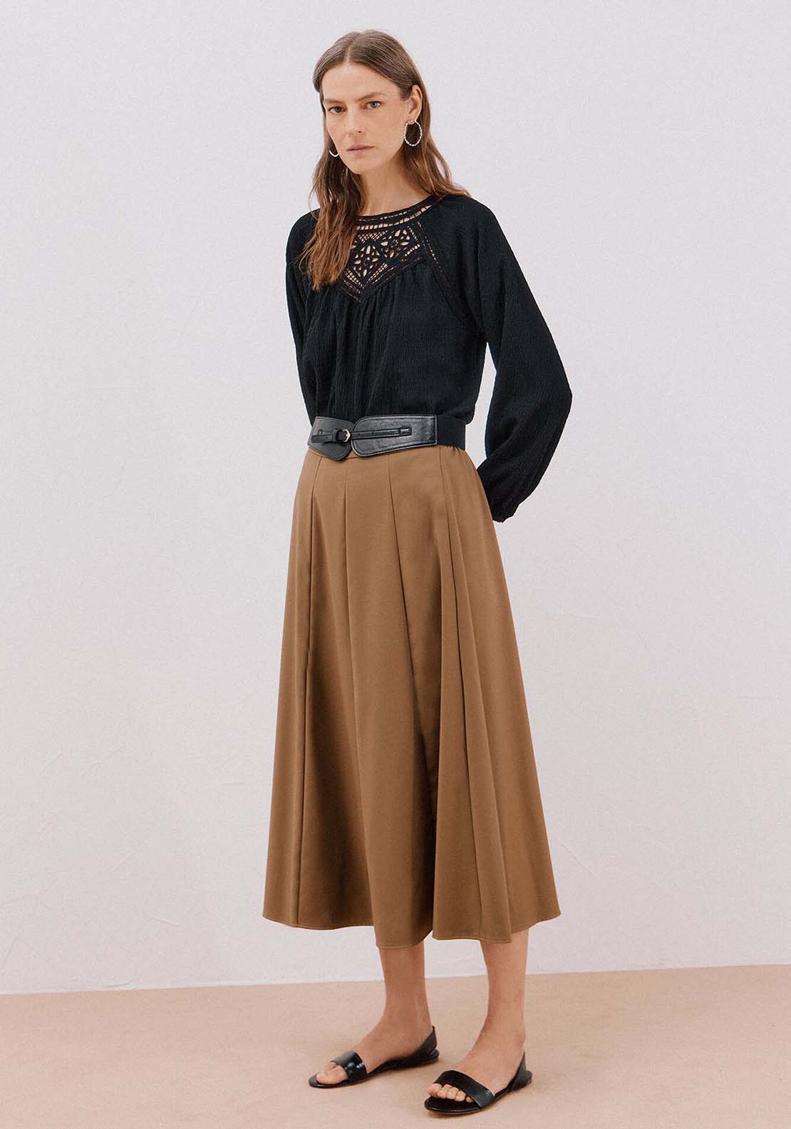 Crochet Patch Top - Black