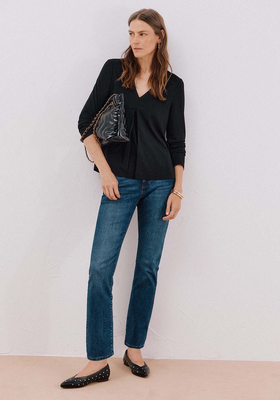 Fluid Pleated Top - Black