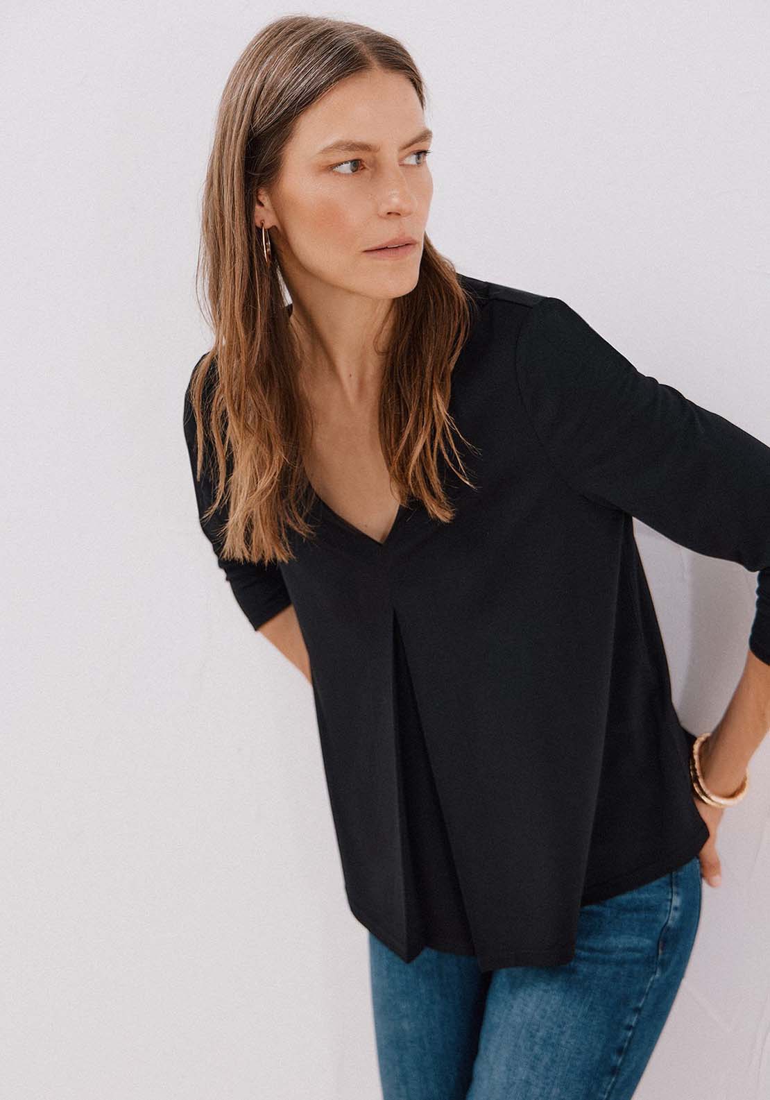 Fluid Pleated Top - Black