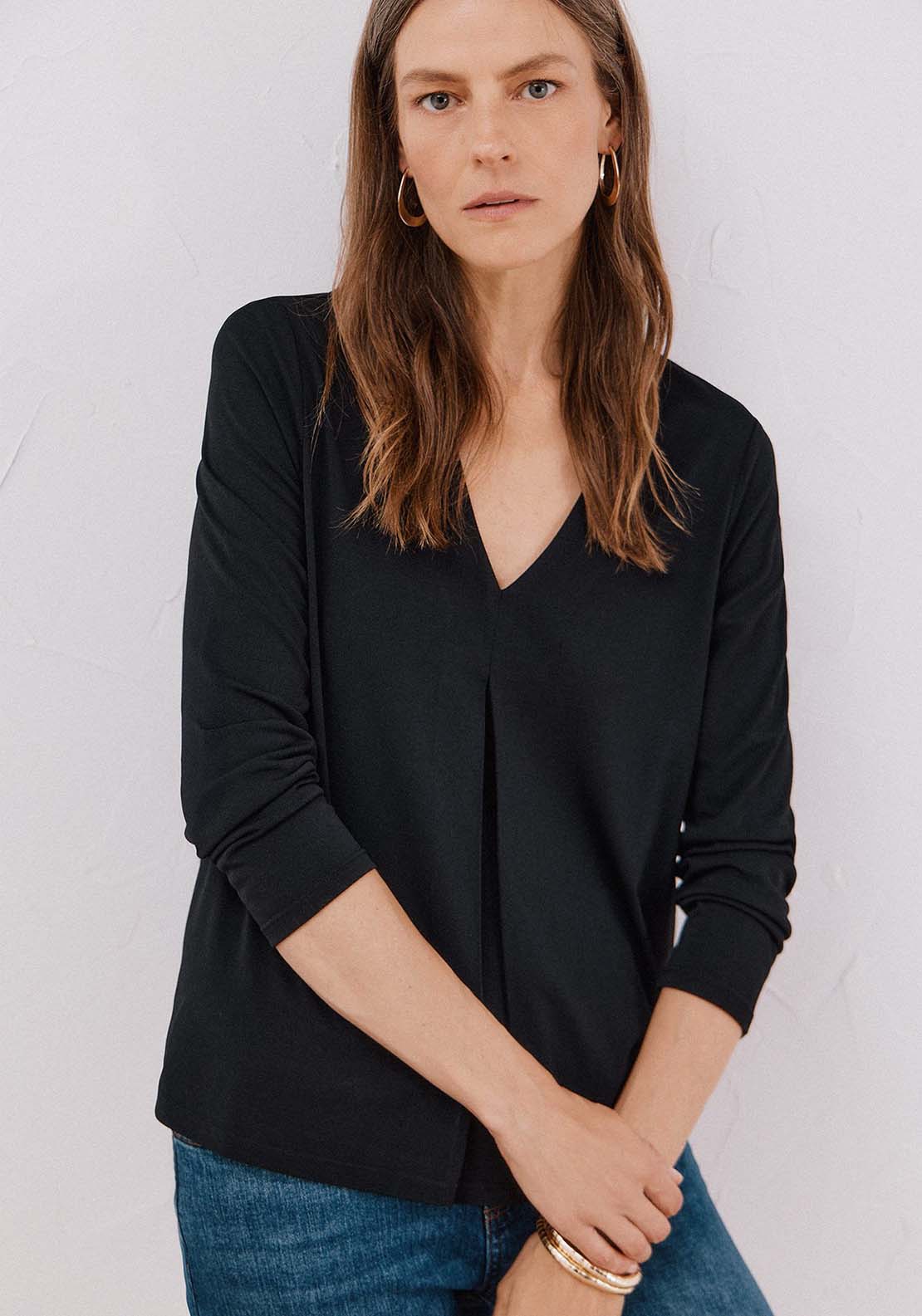 Fluid Pleated Top - Black
