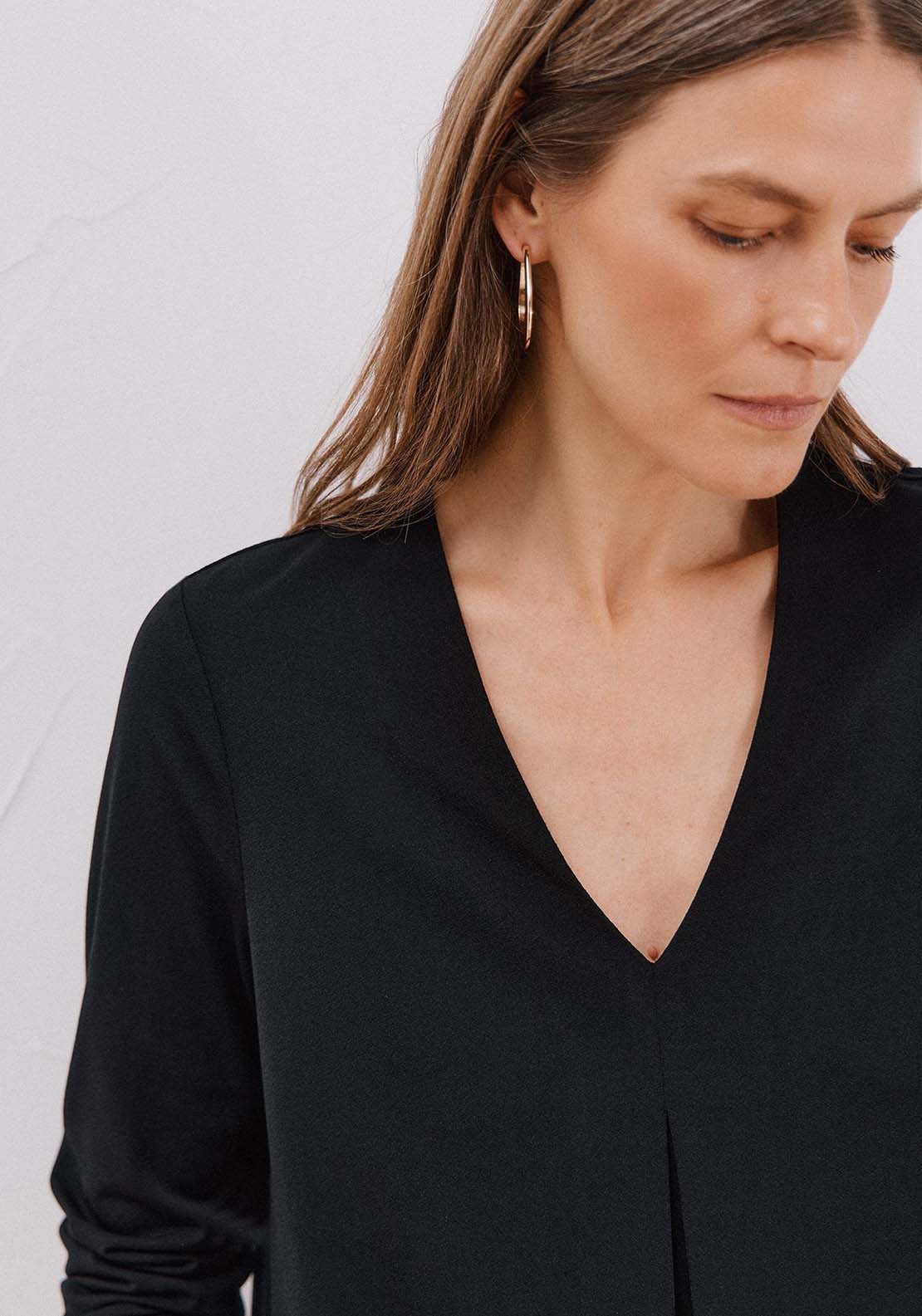 Fluid Pleated Top - Black