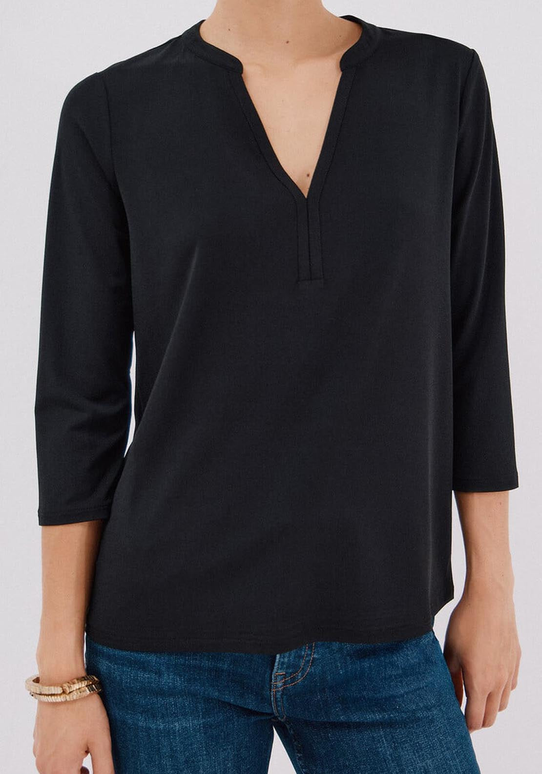Basic Mandarin Neckline Shirt - Black