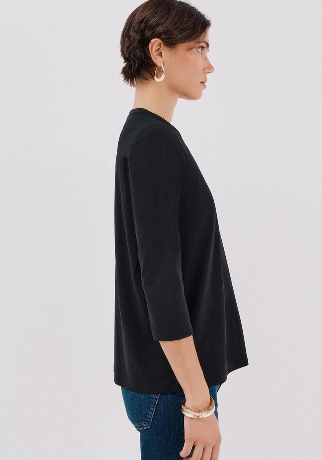 Basic Mandarin Neckline Shirt - Black