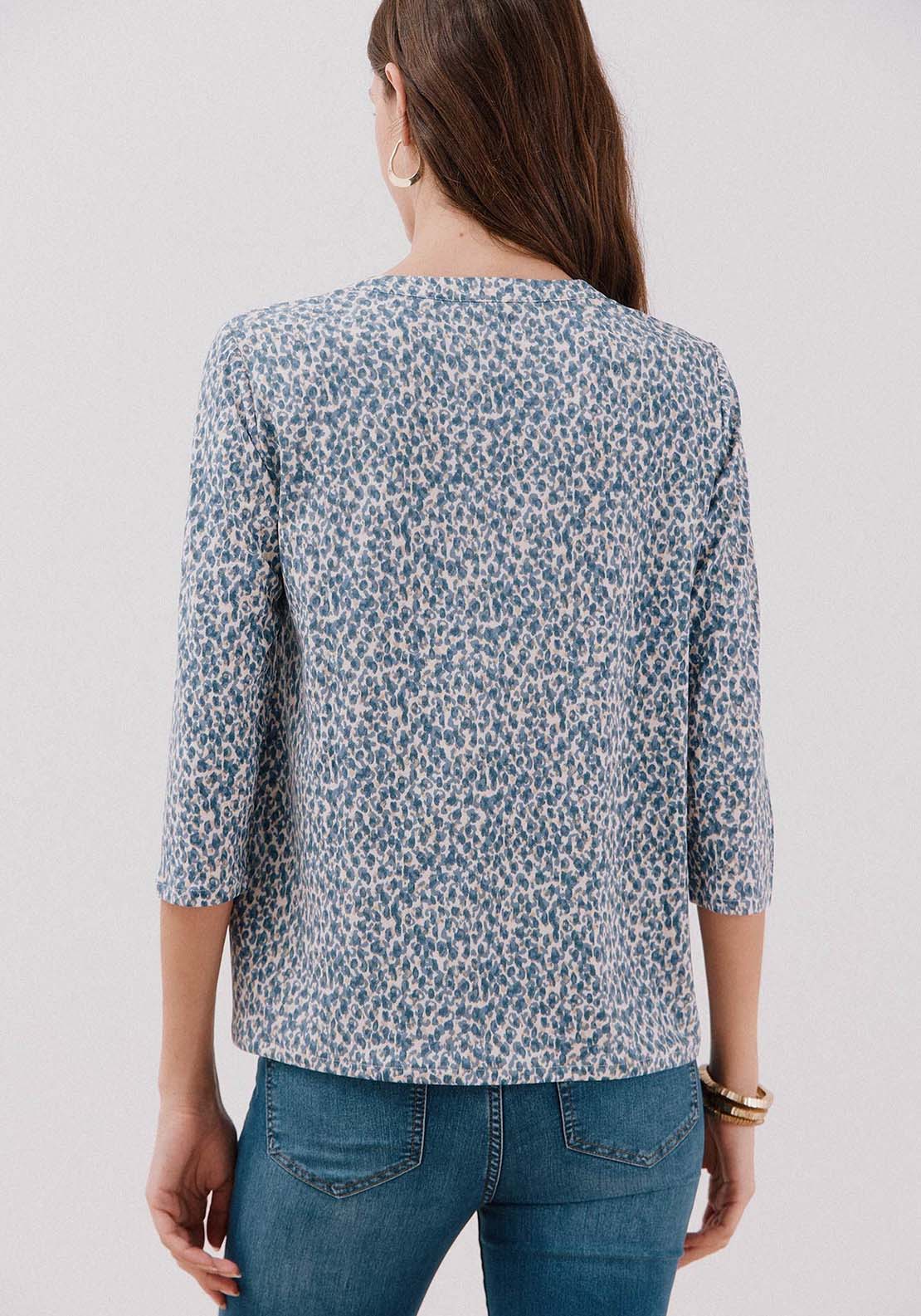 Basic Mandarin Neckline -Shirt - Blue