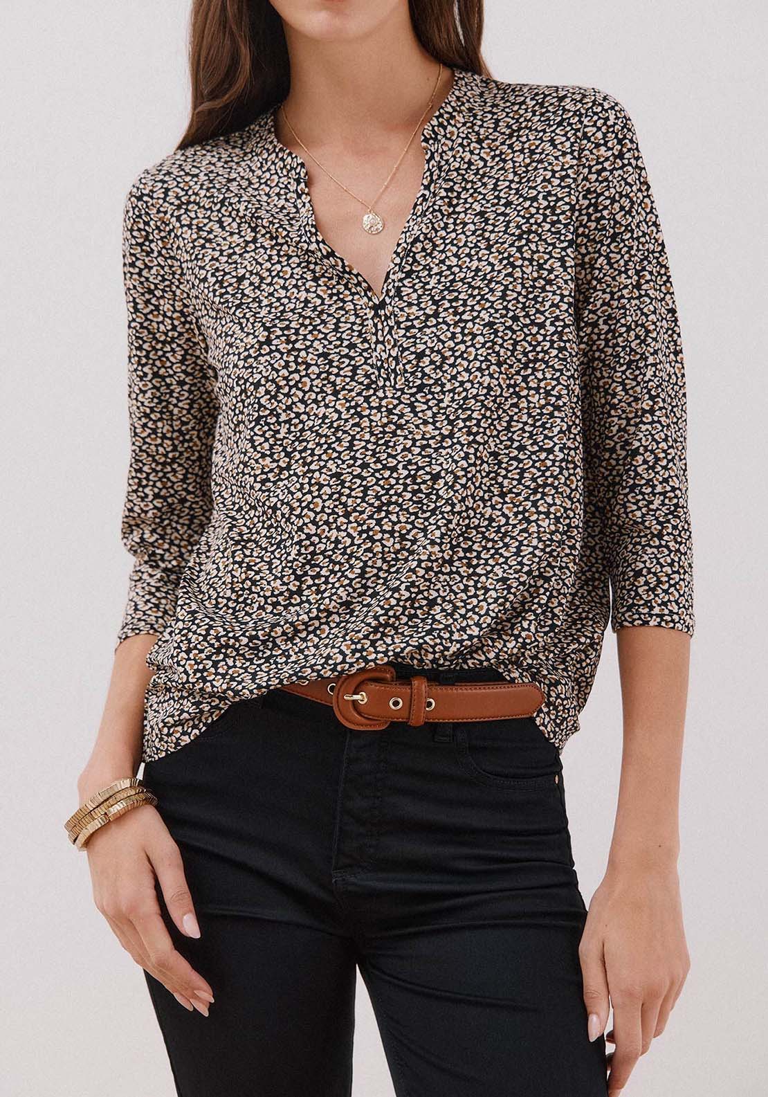 Basic Mandarin Neckline -Shirt - Grey