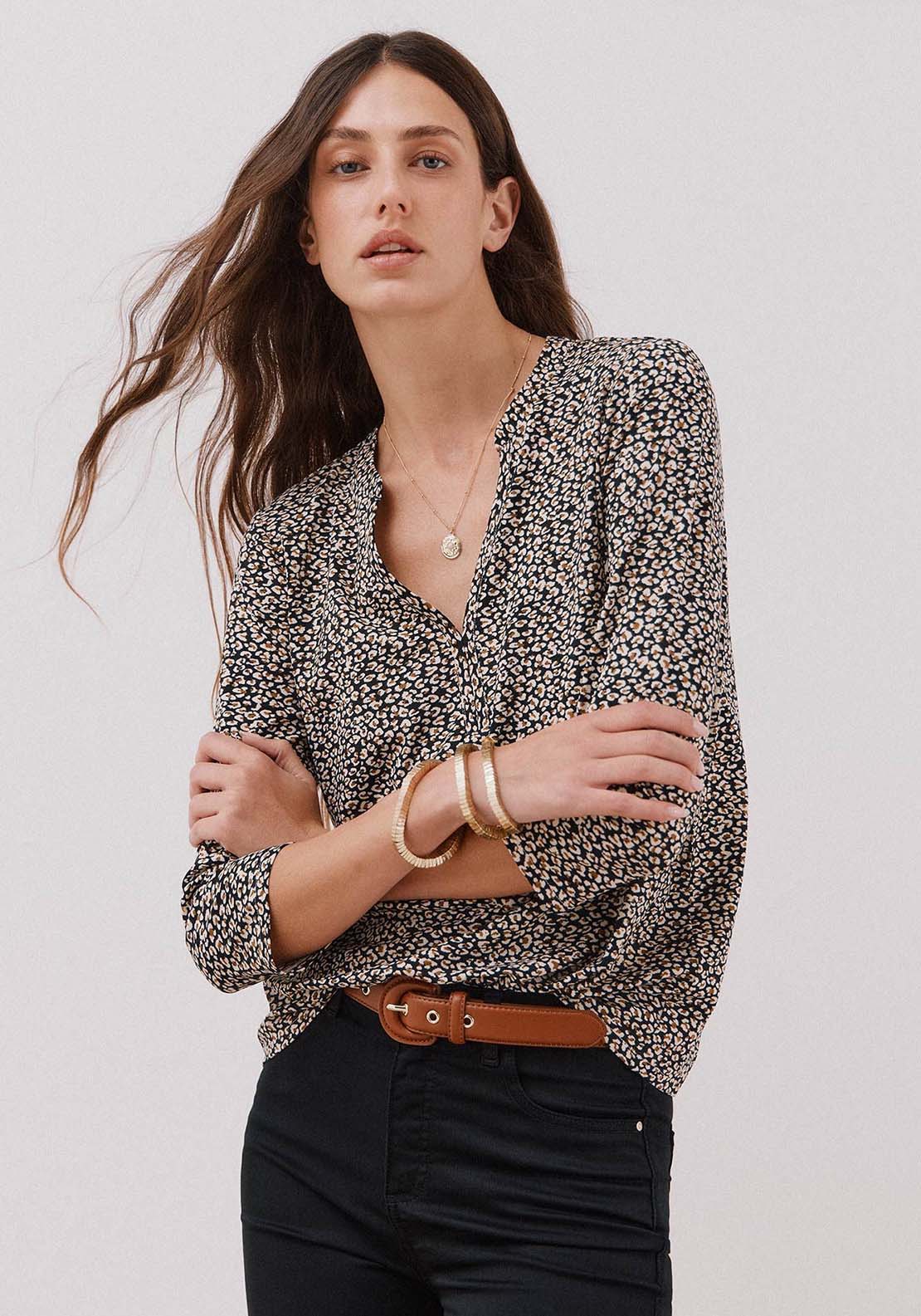 Basic Mandarin Neckline -Shirt - Grey