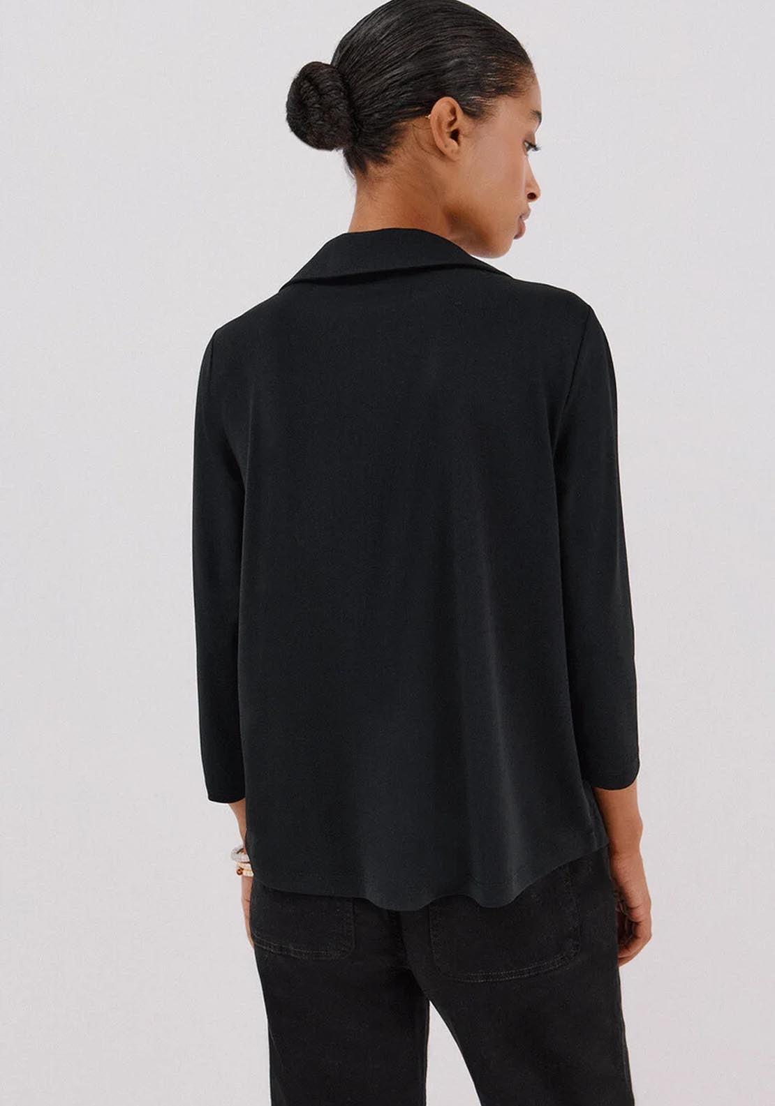 Elastic Buttons Shirt - Black