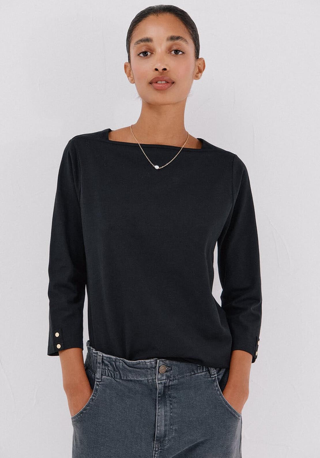 Essential Boat Neck T-Shirt - Black