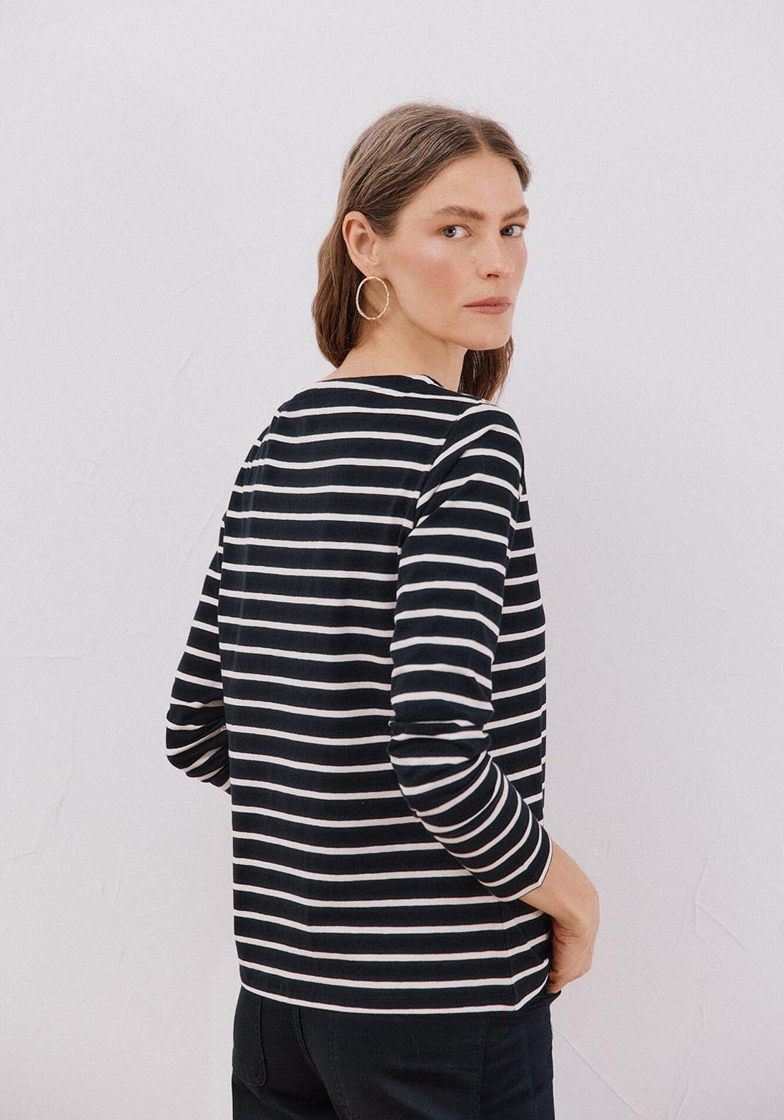 Boat Neck T-Shirt With Buttons - White