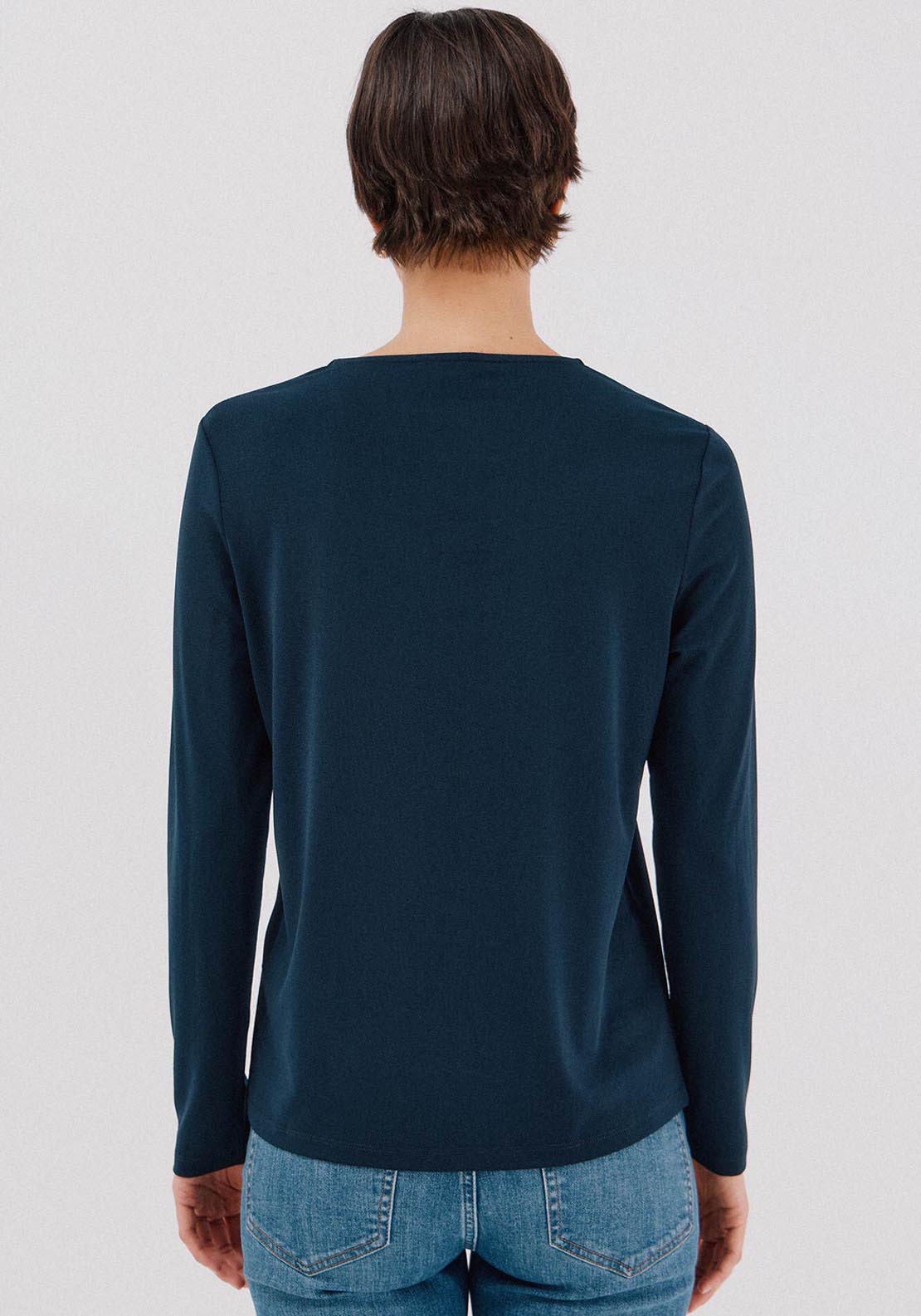 Cortefiel Gold Piece Neckline Top - Blue 2 Shaws Department Stores