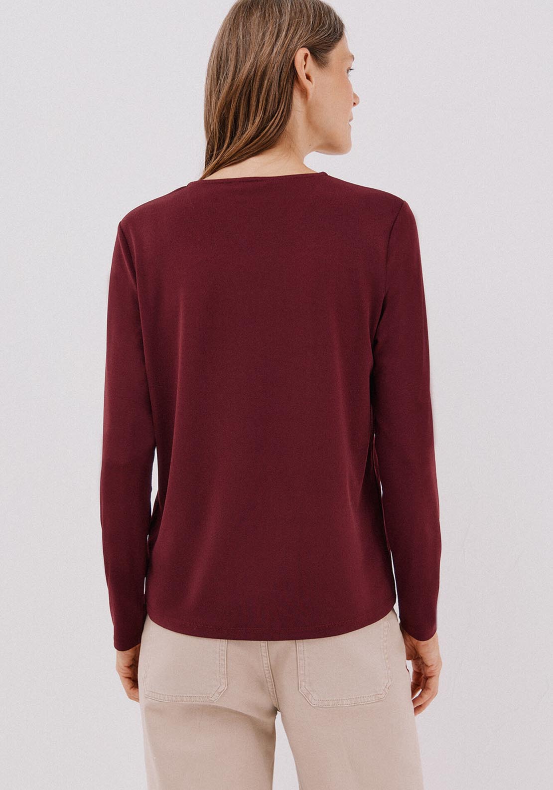Cortefiel Gold Piece Neckline Top - Red 2 Shaws Department Stores