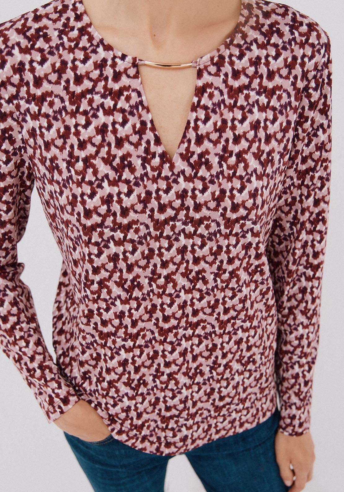 Cortefiel Gold Piece Neckline Top - Multicolour 4 Shaws Department Stores