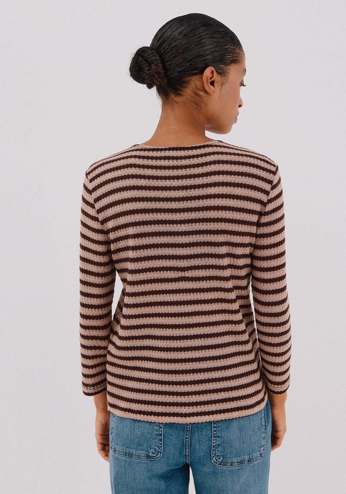 Striped Structured Top - Brown