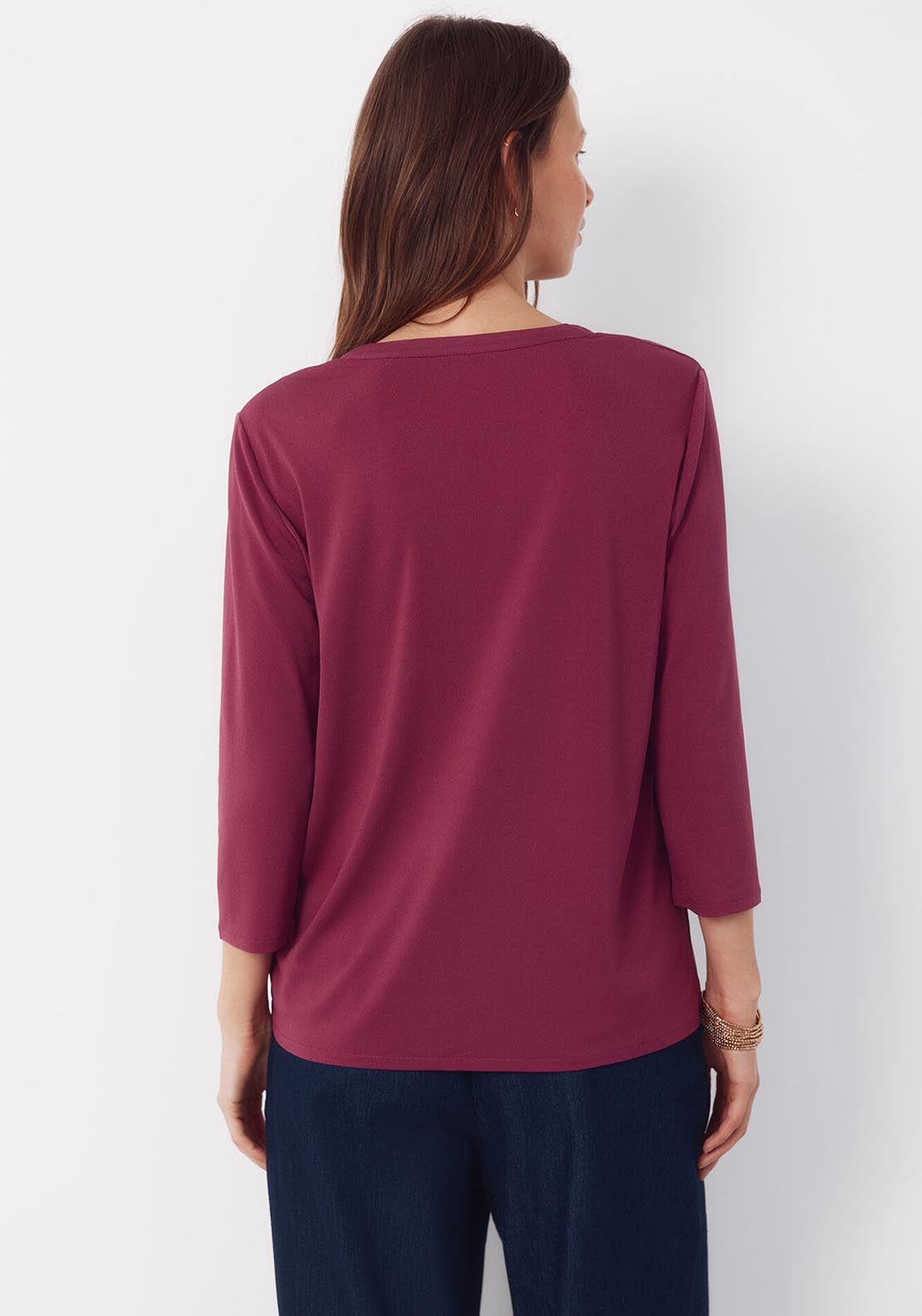 Basic Top With Mandarin Collar - Purple