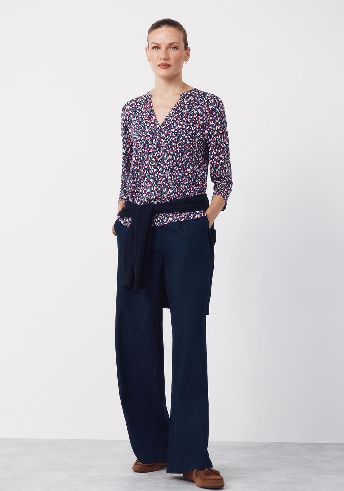 Basic Top With Mandarin Collar - Multicolour