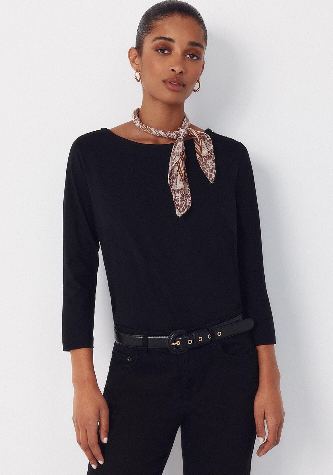 Essential Boat Neck T Shirt - Black
