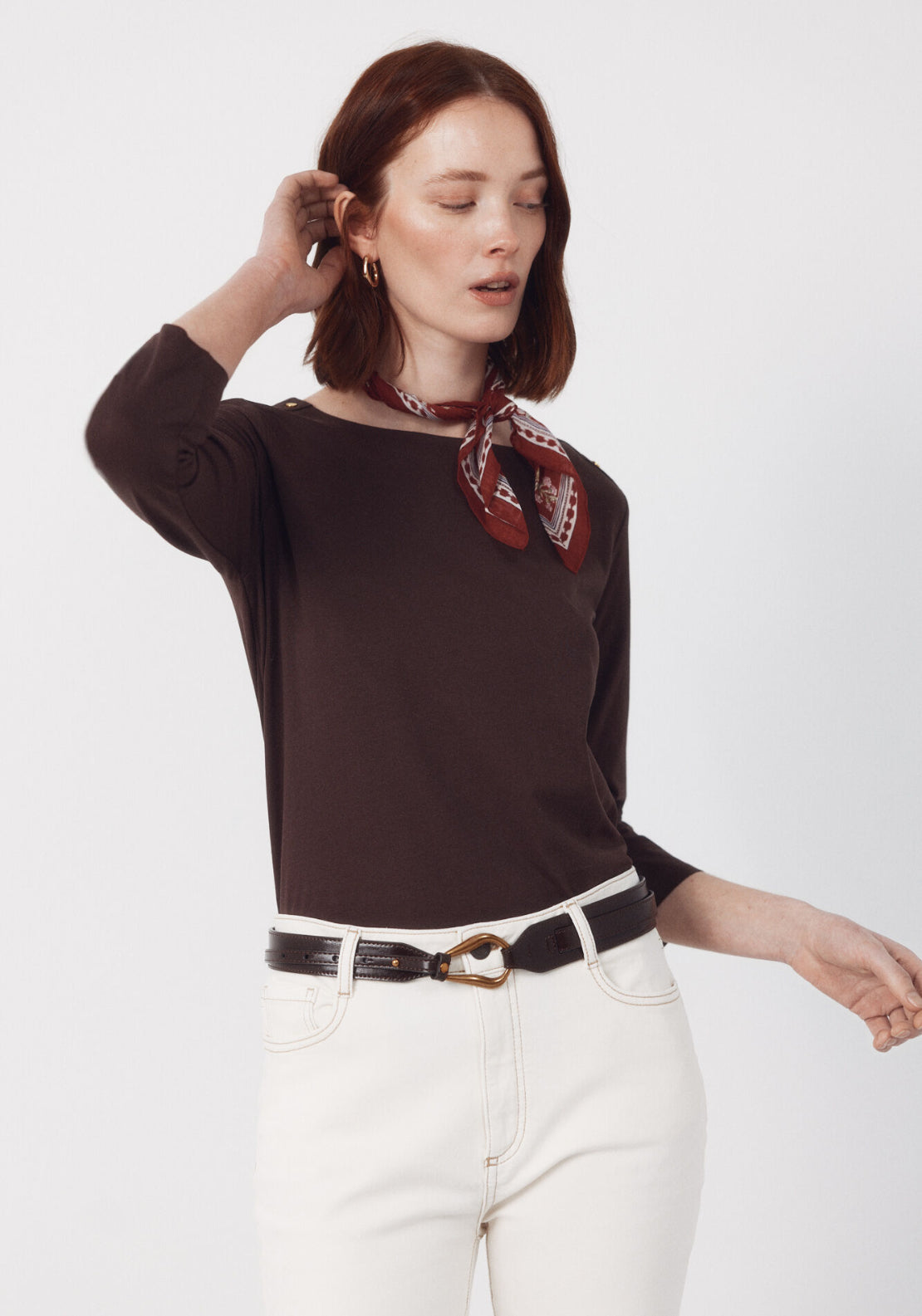 Cortefiel Essential Lightweight T Shirt - Brown 1 Shaws Department Stores