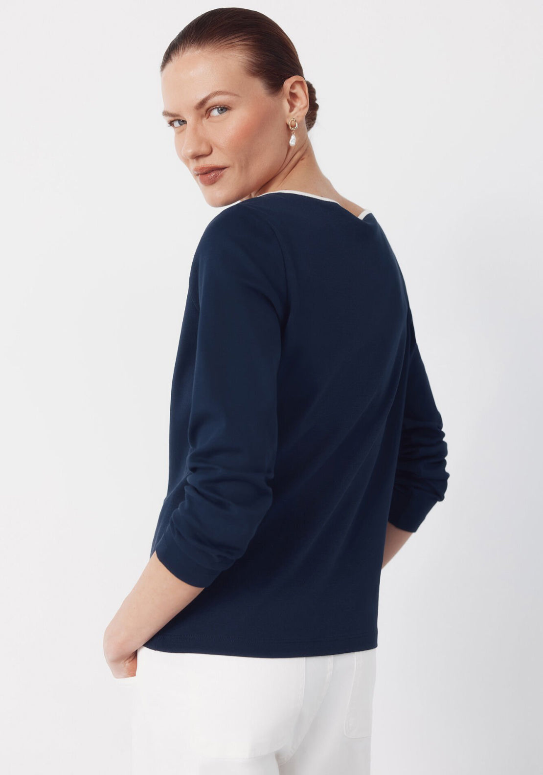Cortefiel Contrast Long Sleeve T Shirt - Blue 2 Shaws Department Stores