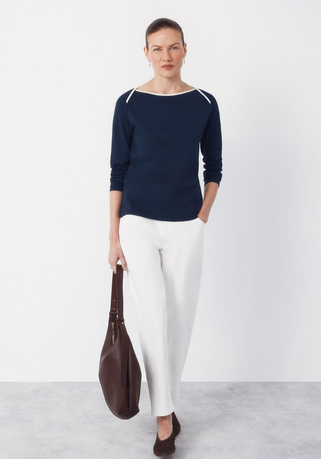 Cortefiel Contrast Long Sleeve T Shirt - Blue 5 Shaws Department Stores