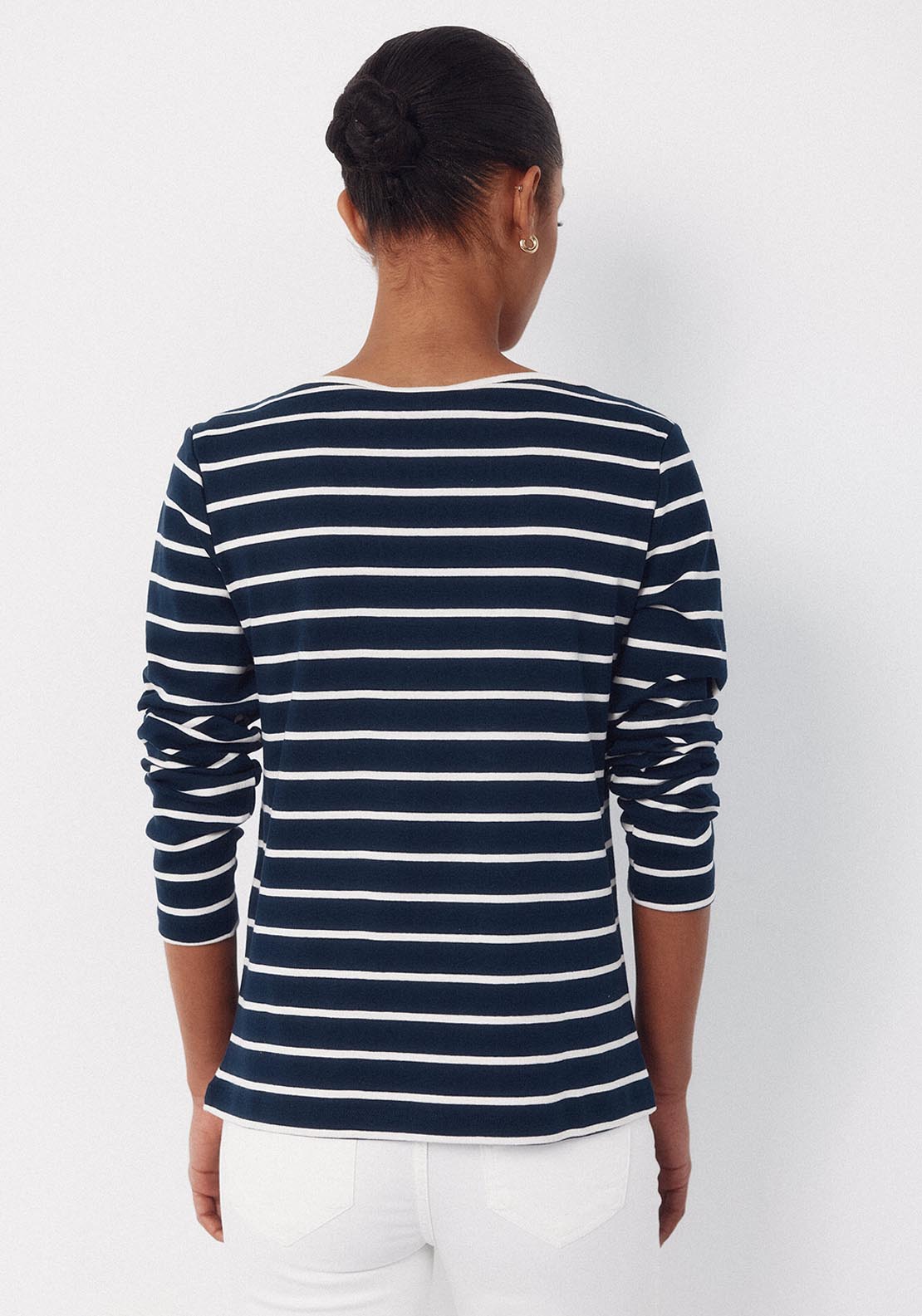 Contrast Boat Neck T Shirt - Blue