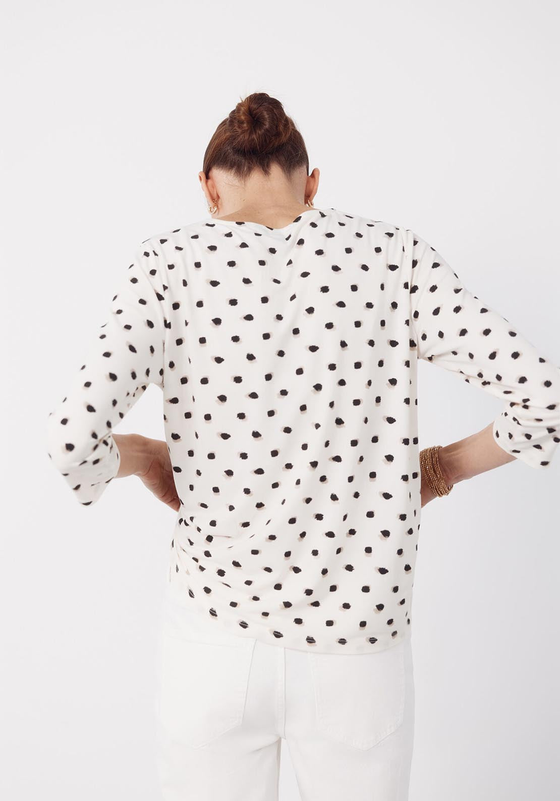V NeckTop With Buttons - Beige