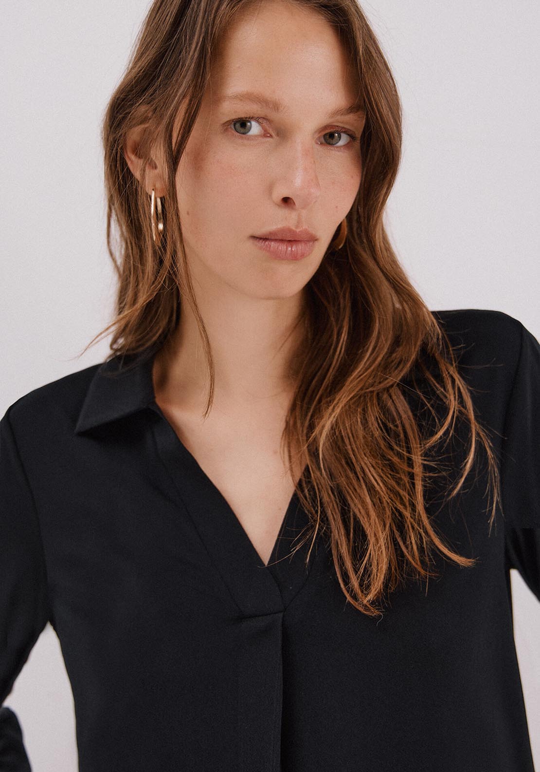 Polo Shirt Neck T-Shirt - Black