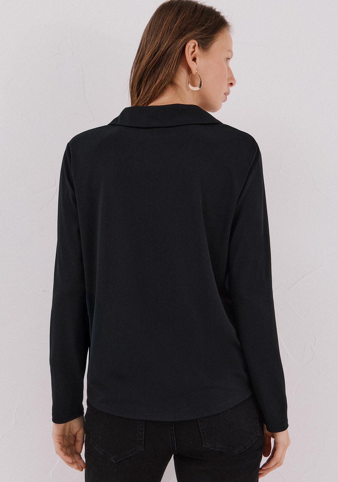 Polo Shirt Neck T-Shirt - Black