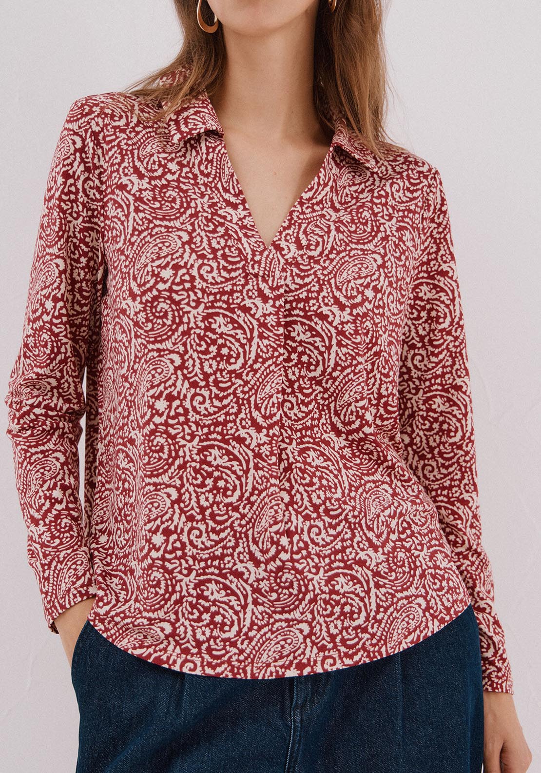 Polo Shirt Neck T-Shirt - Pink