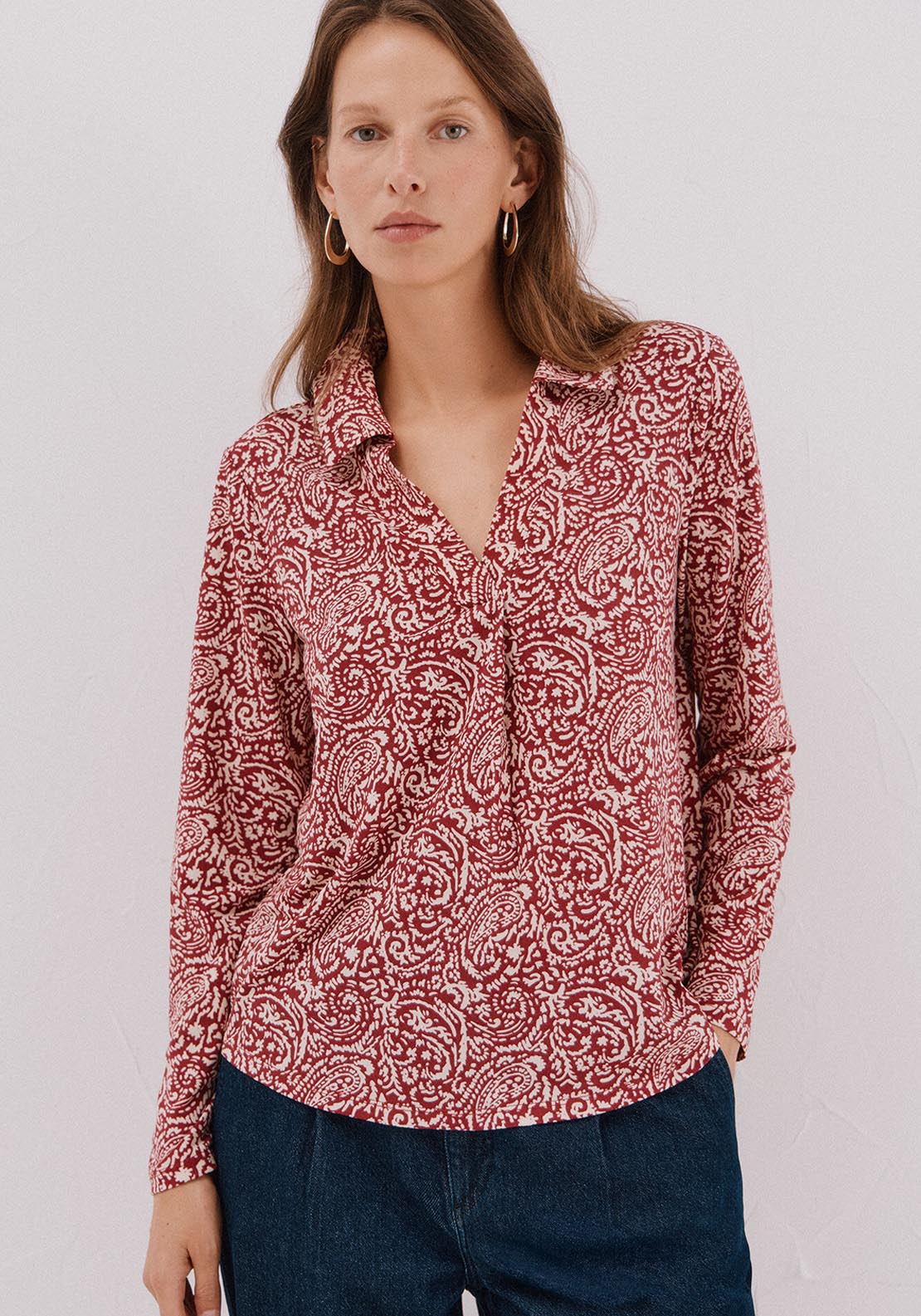 Polo Shirt Neck T-Shirt - Pink