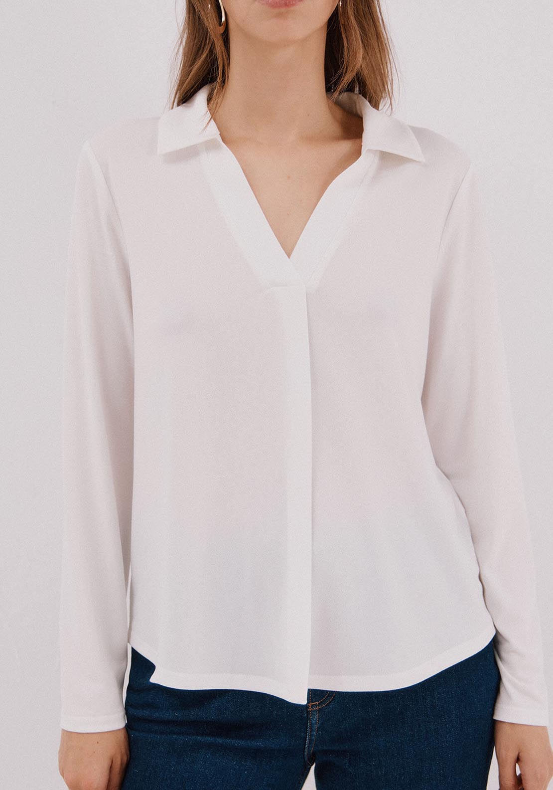 Polo Shirt Neck T-Shirt - Cream