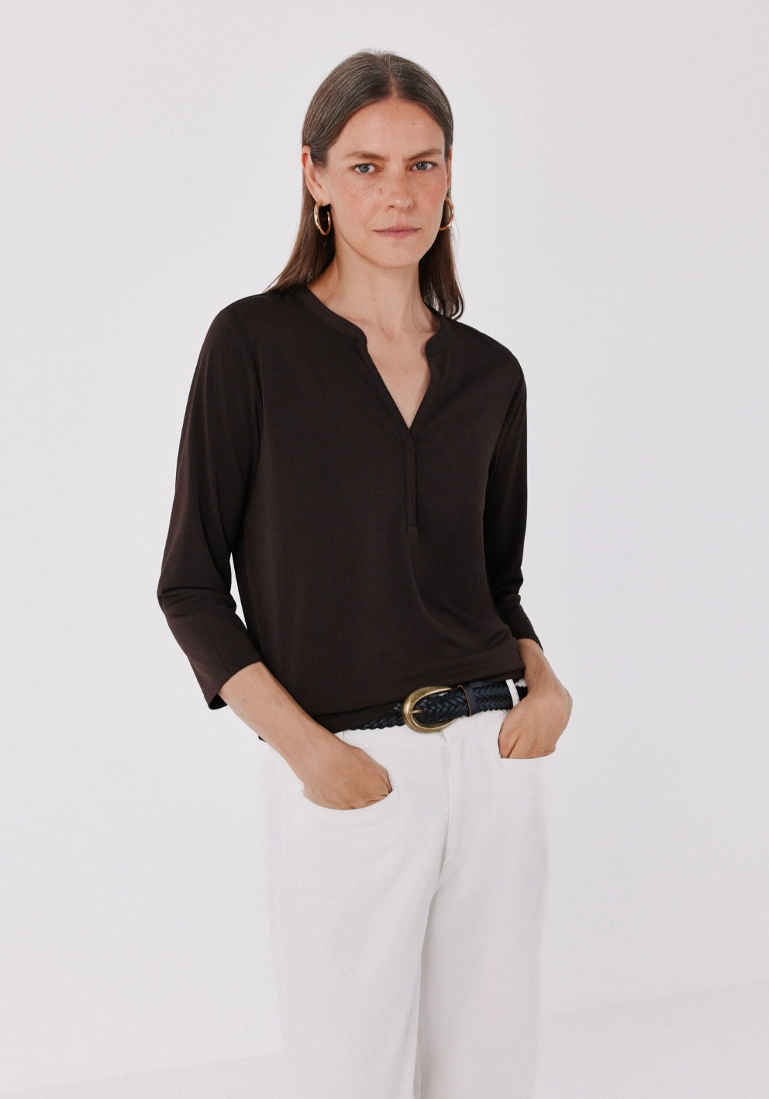 Henley T-Shirt - Dark Brown