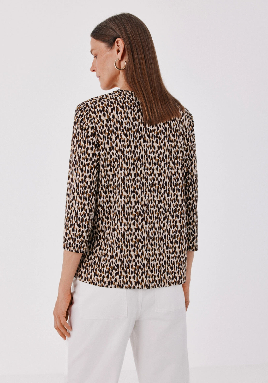 Henley T-Shirt - Brown Print