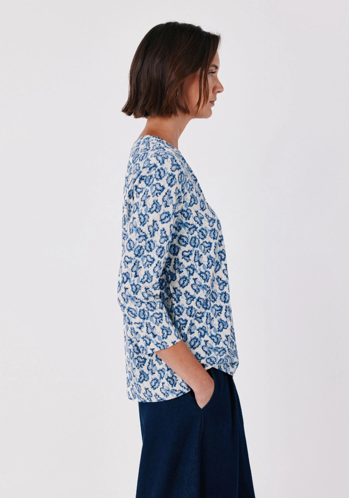 Henley T-Shirt - White Print