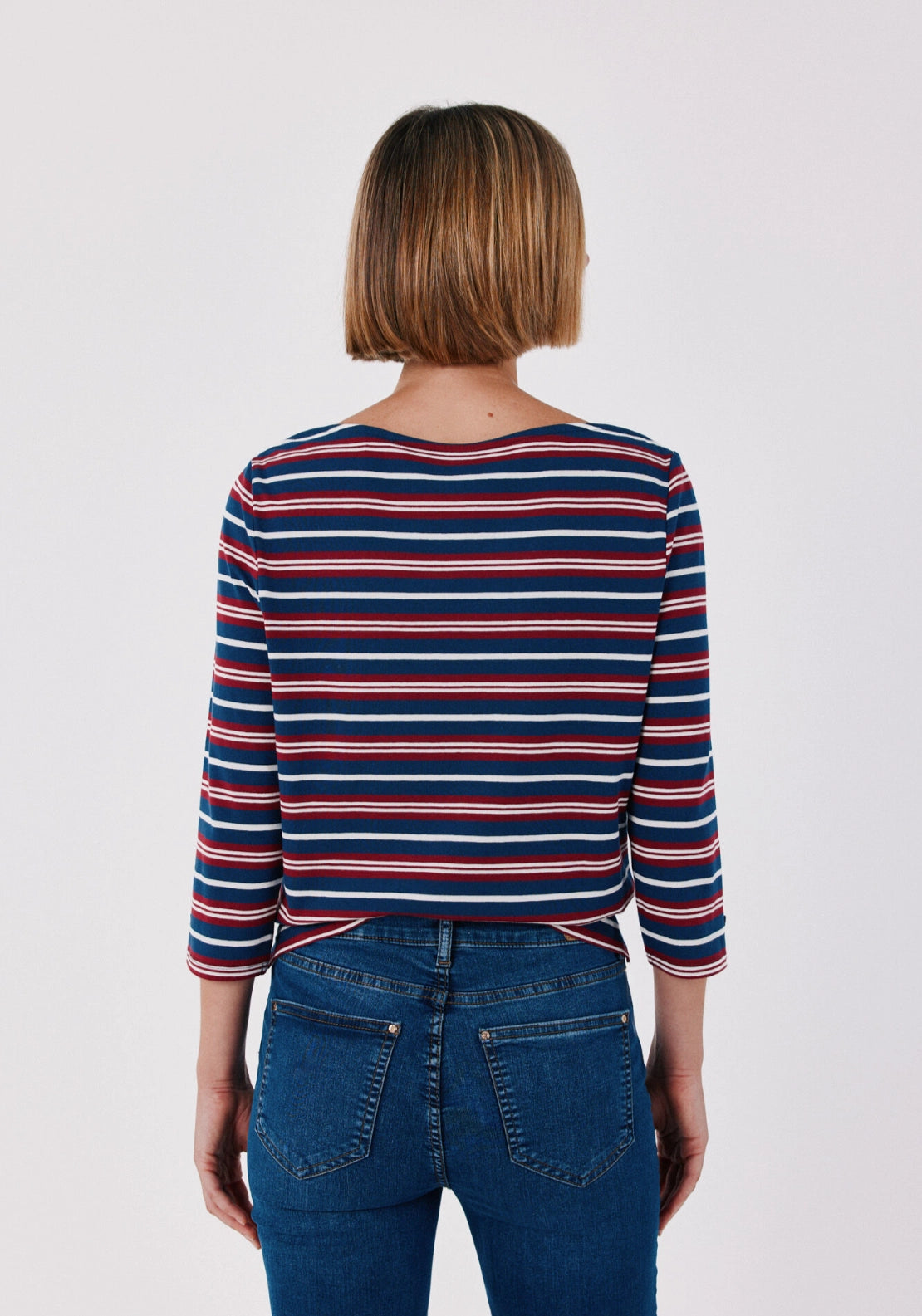 Boat Neck T-Shirt With Gold Buttons - Multicoloured